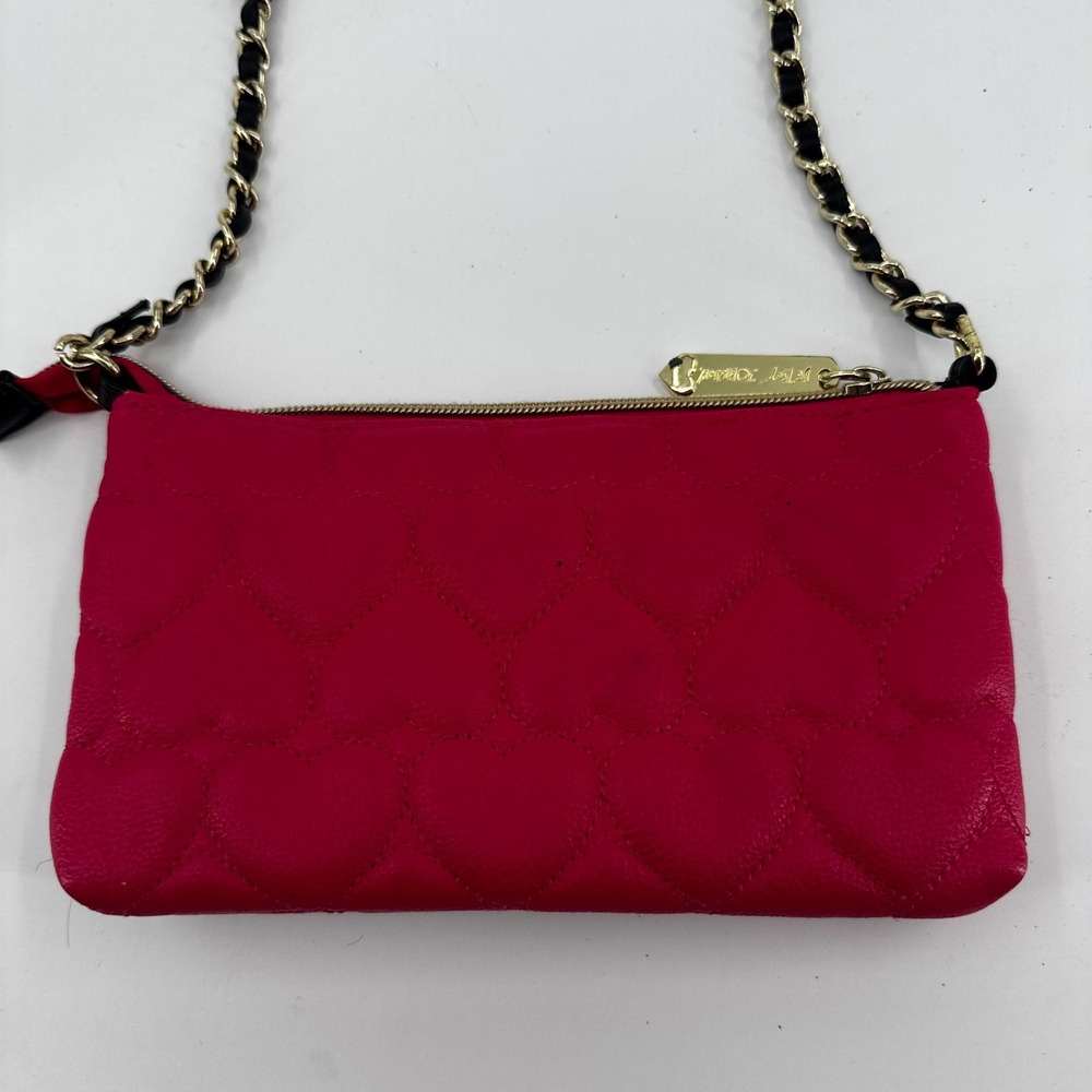 Betsey Johnson Be Mine Purse Womens Pink Black Qu… - image 6
